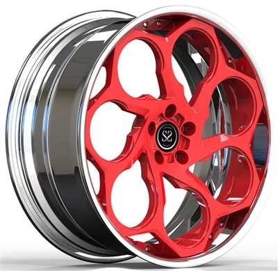 18x8,0 Custom 2-teilige Schmiedefelgen, rote Scheibe und polierte Lippe für VW Caddy C20