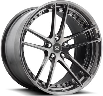 Glänzend schwarze maßgeschneiderte Alufelgen für Ferrari 458 / 21 Zoll 2-teilige Schmiederäder 5x114,3