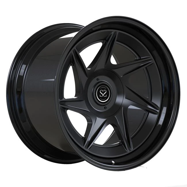 2 Stück geschmiedete Rotationsräder 19 Zoll mattschwarze Scheibe glänzend schwarze Lippe für Luxus-Porsche Cayman-Autofelgen